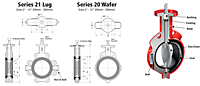Bray Series 20/21 Butterfly Valve Drawing